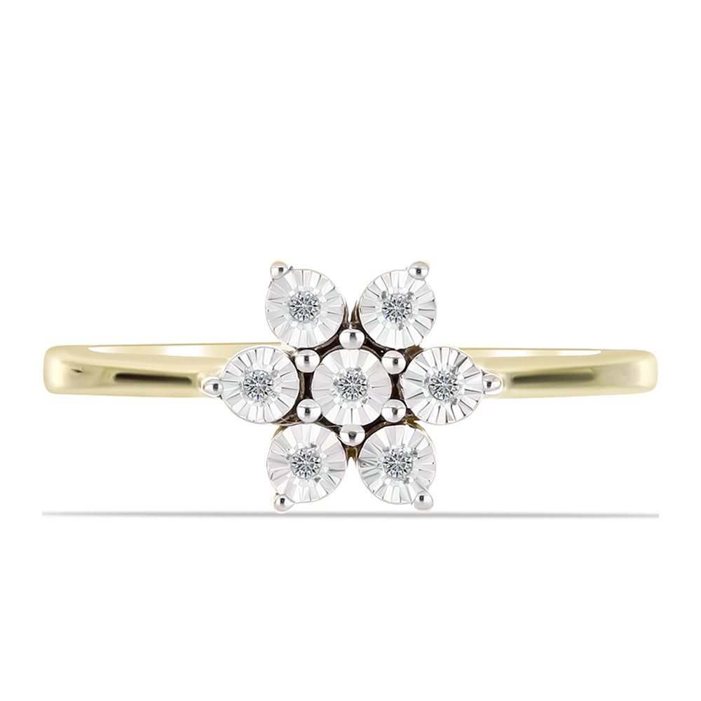 Inel din Argint 925 Placat cu Aur ( 2.68 grame ) cu Diamant Alb 0.04 Carate 1 