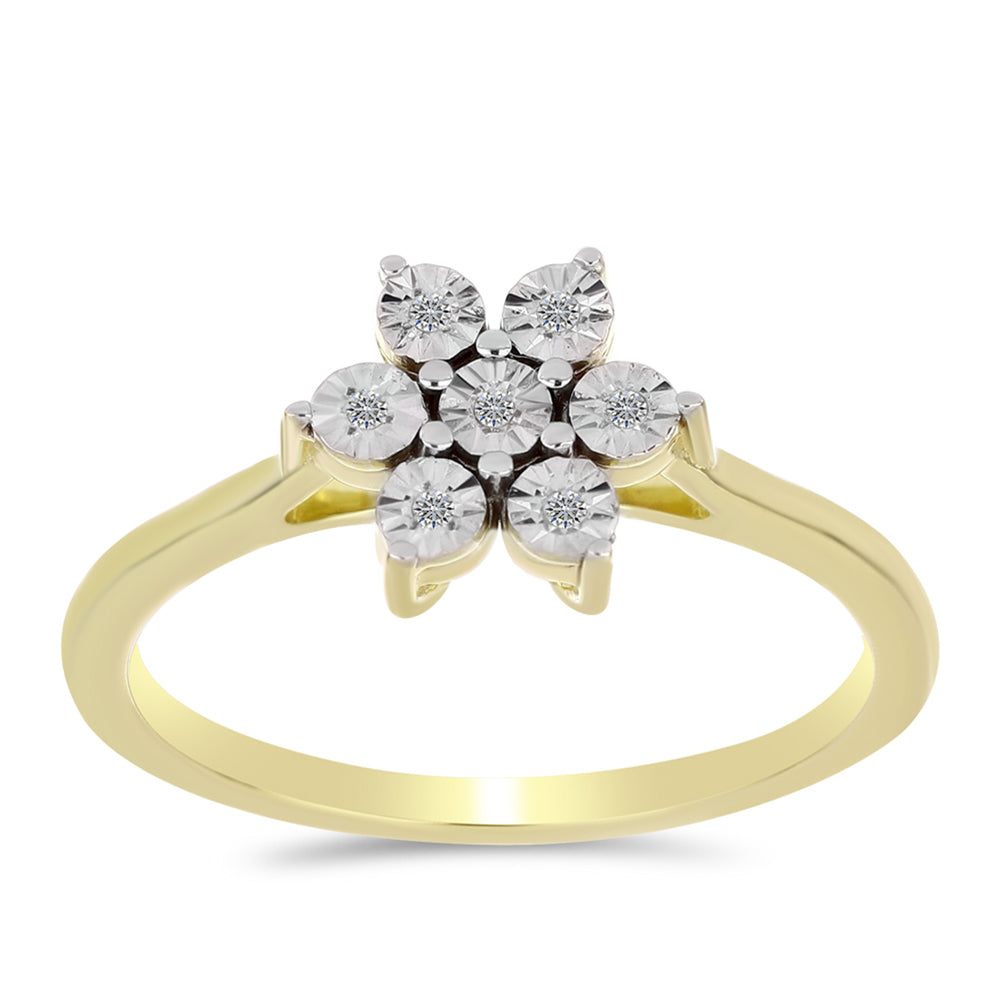 Inel din Argint 925 Placat cu Aur ( 2.68 grame ) cu Diamant Alb 0.04 Carate