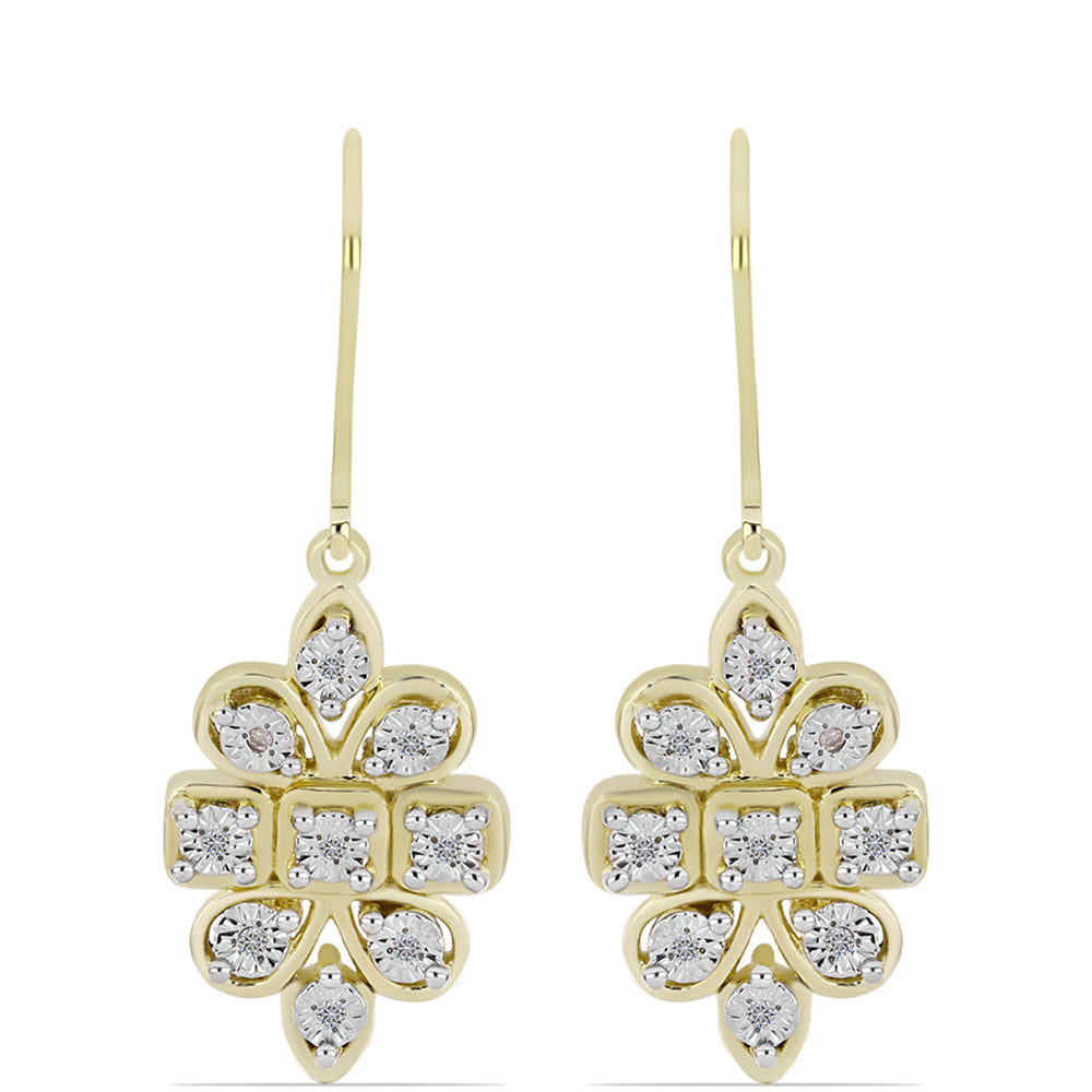 Cercei din Argint 925 Placat cu Aur ( 6.46 grame ) cu Diamant Alb 0.09 Carate