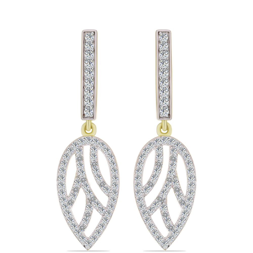 Cercei din Argint 925 Placat cu Aur ( 4.69 grame ) cu Diamant Alb și Topaz Alb 1.14 Carate