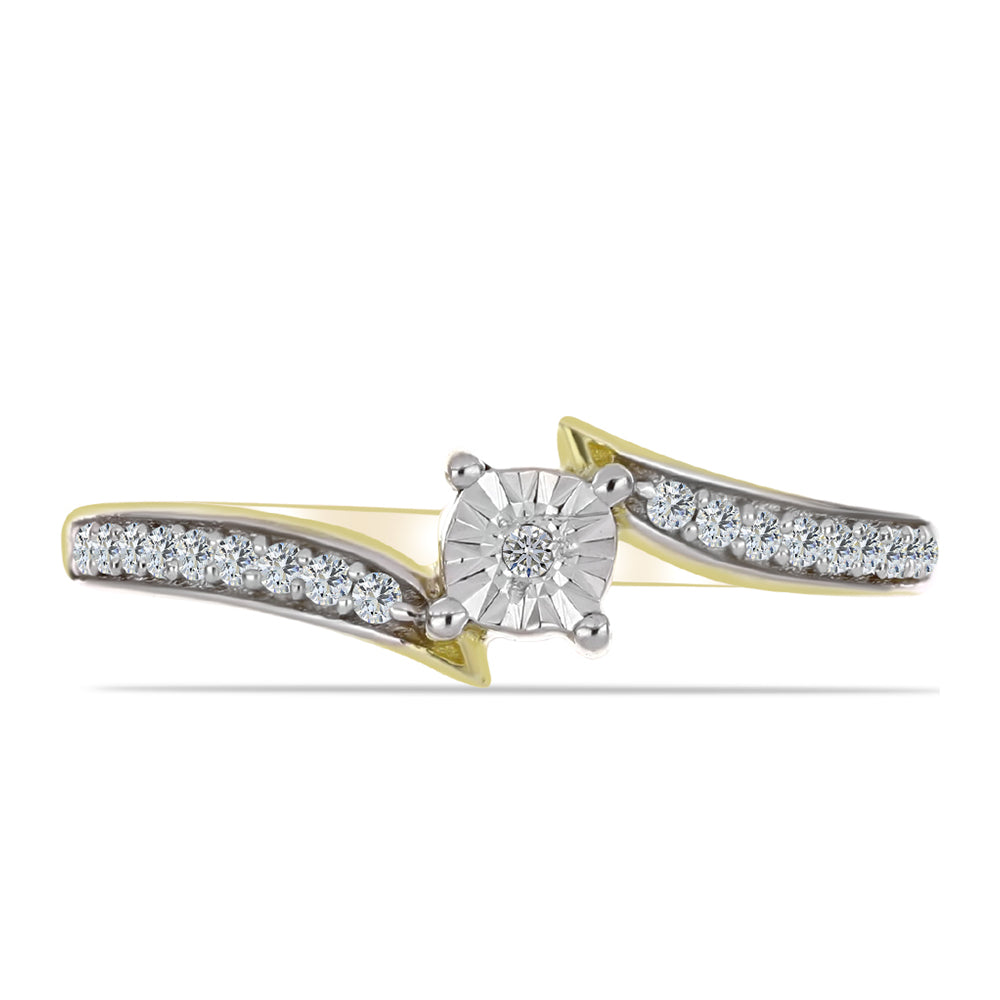 Inel din Argint 925 Placat cu Aur ( 1.88 grame ) cu Diamant Alb și Topaz Alb 0.15 Carate 1 