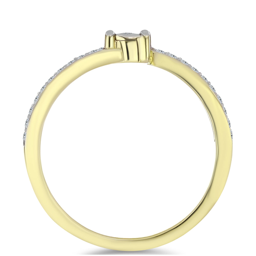 Inel din Argint 925 Placat cu Aur ( 1.88 grame ) cu Diamant Alb și Topaz Alb 0.15 Carate 2 