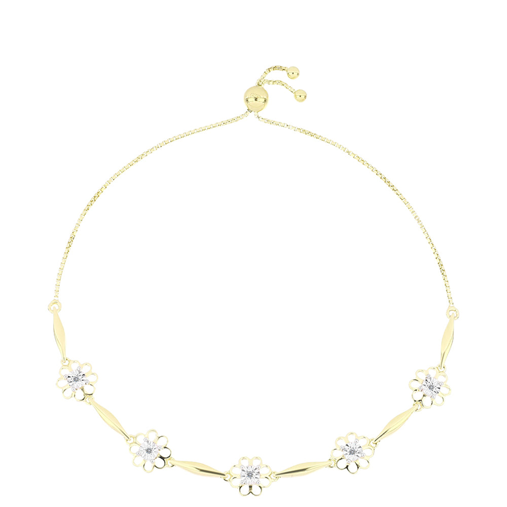 Brățară din Argint 925 Placat cu Aur ( 7.03 grame ) cu Diamant Alb 0.04 Carate 1 