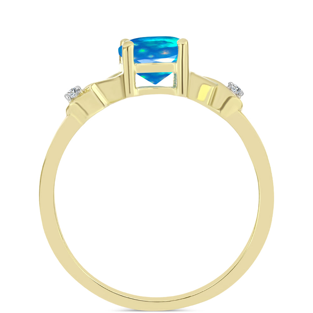 Inel din Argint 925 Placat cu Aur ( 1.85 grame ) cu Opal Etiopian ”Paradis” și Topaz Alb 0.75 Carate 2 