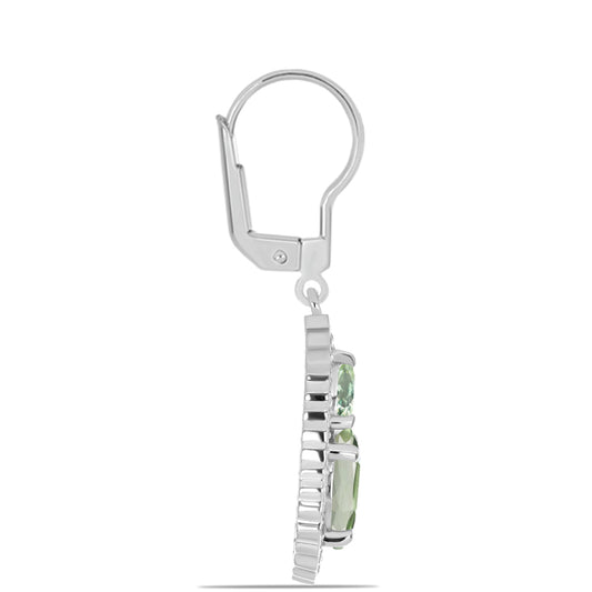 Cercei din Argint 925 ( 4.44 grame ) cu Ametist Verde și Topaz Alb 4.54 Carate