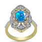 Inel din Argint 925 Placat cu Aur ( 4.2 grame ) cu Opal Etiopian ”Paradis” și Topaz Alb 1.5 Carate