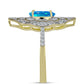 Inel din Argint 925 Placat cu Aur ( 4.2 grame ) cu Opal Etiopian ”Paradis” și Topaz Alb 1.5 Carate
