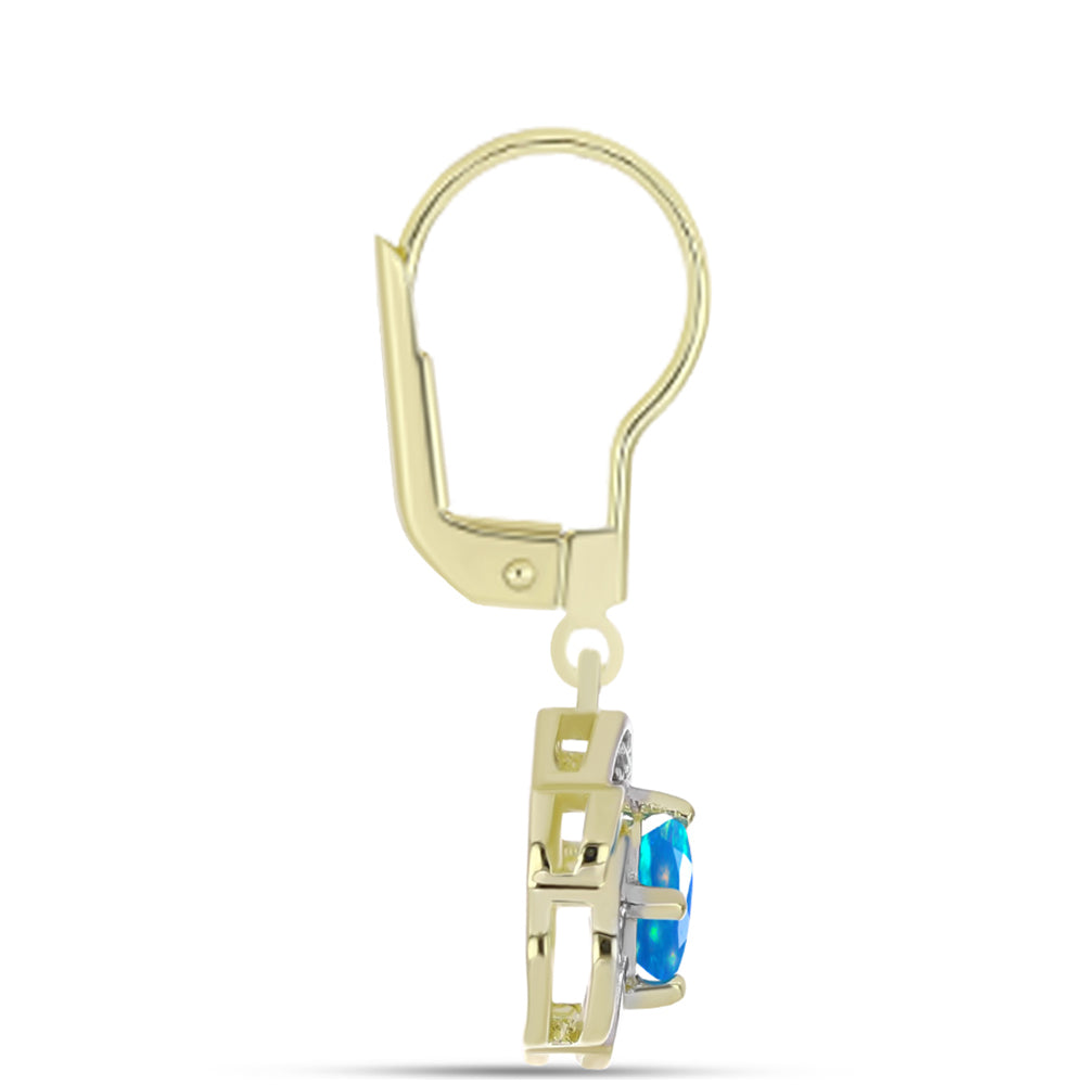 Cercei din Argint 925 Placat cu Aur ( 2.8 grame ) cu Opal Etiopian ”Paradis” și Topaz Alb 0.7 Carate 2 