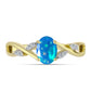 Inel din Argint 925 Placat cu Aur ( 2.54 grame ) cu Opal Etiopian ”Paradis” și Topaz Alb 0.53 Carate