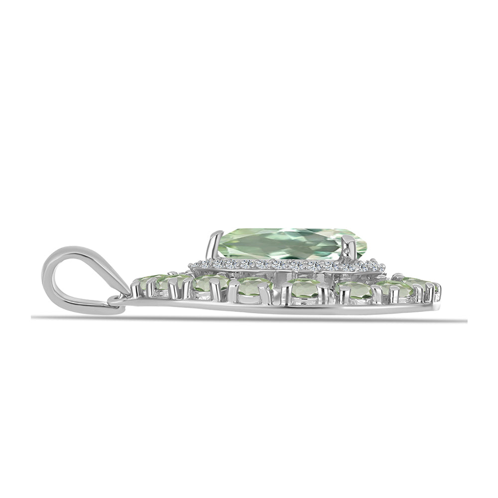 Pandantiv din Argint 925 ( 3.33 grame ) cu Ametist Verde și Topaz Alb 4.45 Carate 2 