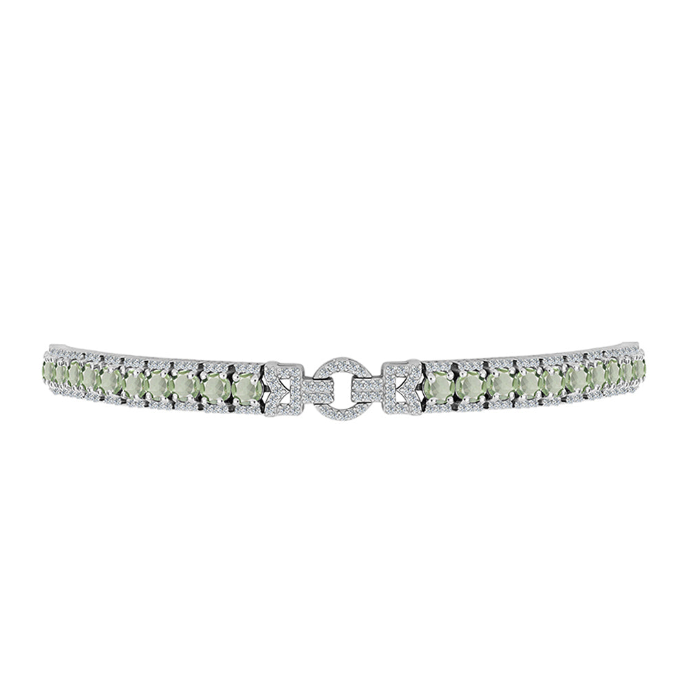 Brățară din Argint 925 ( 12.35 grame ) cu Ametist Verde și Topaz Alb 6.77 Carate