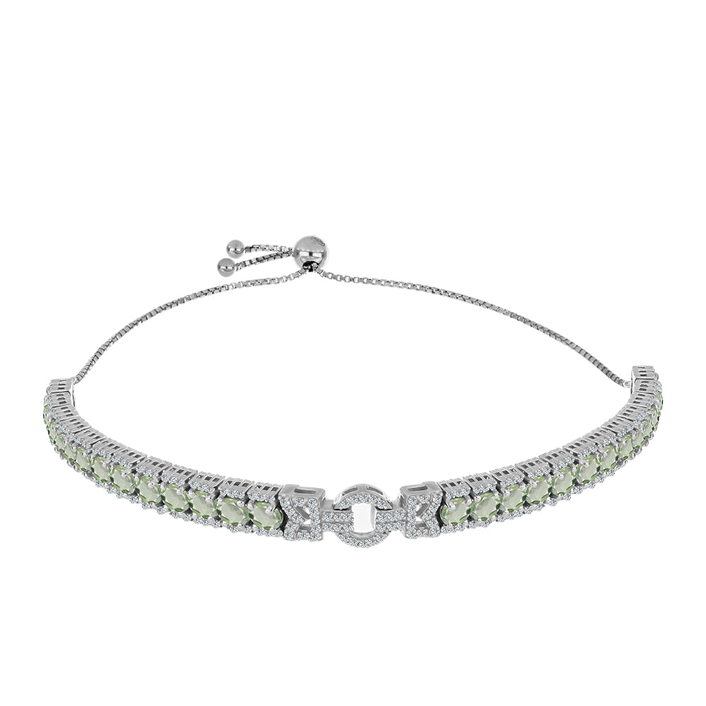 Brățară din Argint 925 ( 12.35 grame ) cu Ametist Verde și Topaz Alb 6.77 Carate