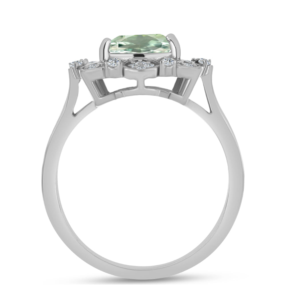 Inel din Argint 925 ( 3.68 grame ) cu Ametist Verde și Topaz Alb 1.45 Carate 2 