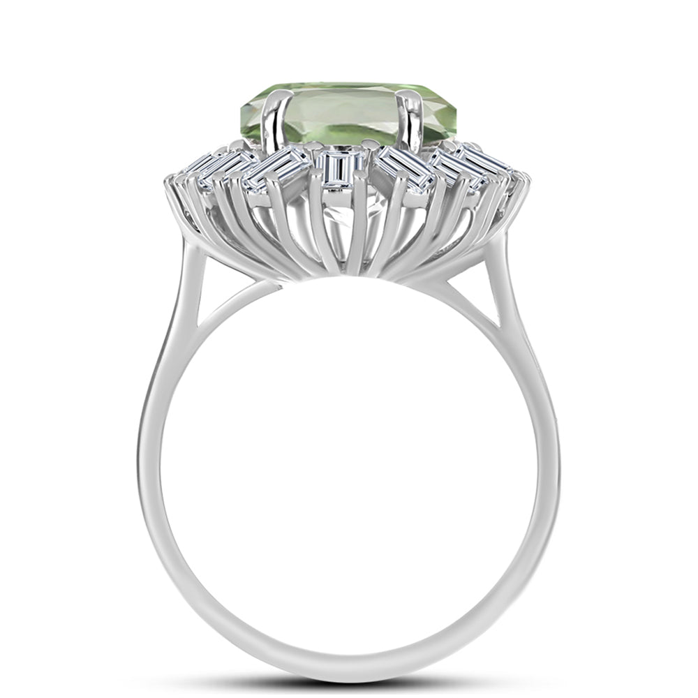 Inel din Argint 925 ( 4.37 grame ) cu Ametist Verde și Topaz Alb 7.68 Carate 2 