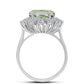 Inel din Argint 925 ( 4.37 grame ) cu Ametist Verde și Topaz Alb 7.68 Carate