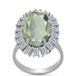 Inel din Argint 925 ( 4.37 grame ) cu Ametist Verde și Topaz Alb 7.68 Carate