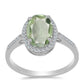 Inel din Argint 925 ( 2.38 grame ) cu Ametist Verde și Topaz Alb 3.19 Carate