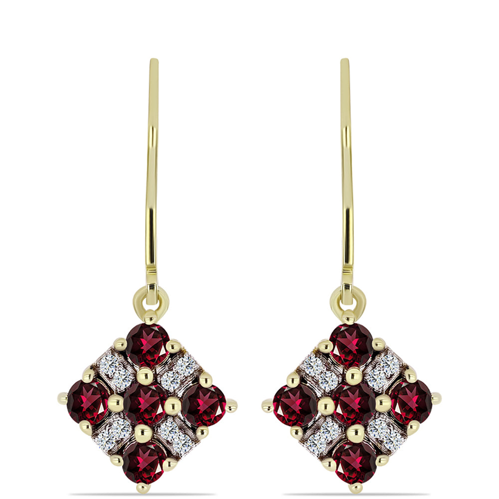 Cercei din Argint 925 Placat cu Aur ( 2.57 grame ) cu Granat Rodolit și Topaz Alb 1.65 Carate