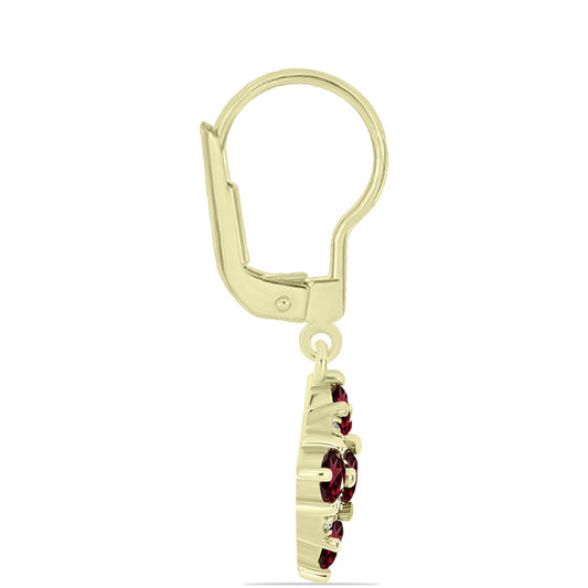 Cercei din Argint 925 Placat cu Aur ( 2.57 grame ) cu Granat Rodolit și Topaz Alb 1.65 Carate