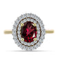 Inel din Argint 925 Placat cu Aur ( 3.21 grame ) cu Granat Rodolit și Topaz Alb 2.12 Carate