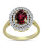Inel din Argint 925 Placat cu Aur ( 3.21 grame ) cu Granat Rodolit și Topaz Alb 2.12 Carate