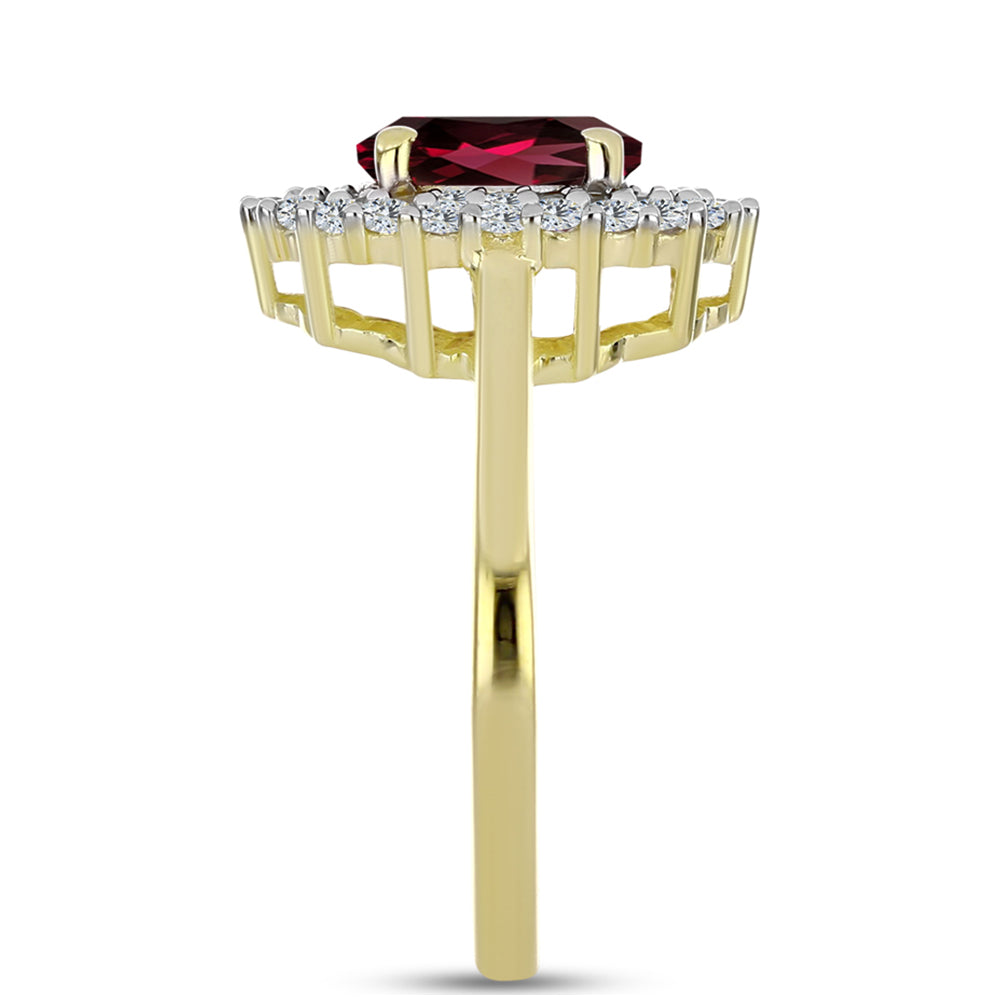 Inel din Argint 925 Placat cu Aur ( 3.21 grame ) cu Granat Rodolit și Topaz Alb 2.12 Carate