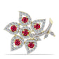 Broşă din Argint 925 Placat cu Aur ( 3.91 grame ) cu Rubin Malagasy și Topaz Alb 3.76 Carate