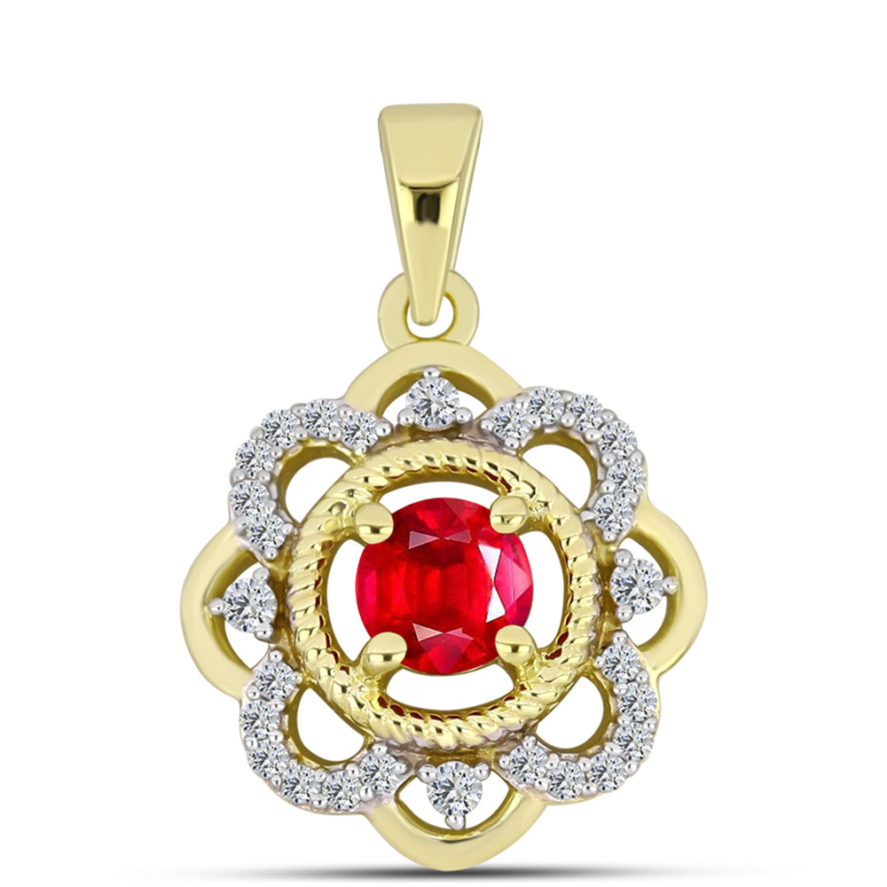 Pandantiv din Argint 925 Placat cu Aur ( 2.06 grame ) cu Agat Roșu și Topaz Alb 0.66 Carate 1 