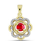 Pandantiv din Argint 925 Placat cu Aur ( 2.06 grame ) cu Agat Roșu și Topaz Alb 0.66 Carate