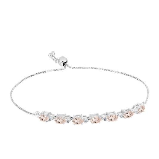 Brățară din Argint 925 ( 4.09 grame ) cu Morganit Gozareh și Topaz Alb 1.61 Carate