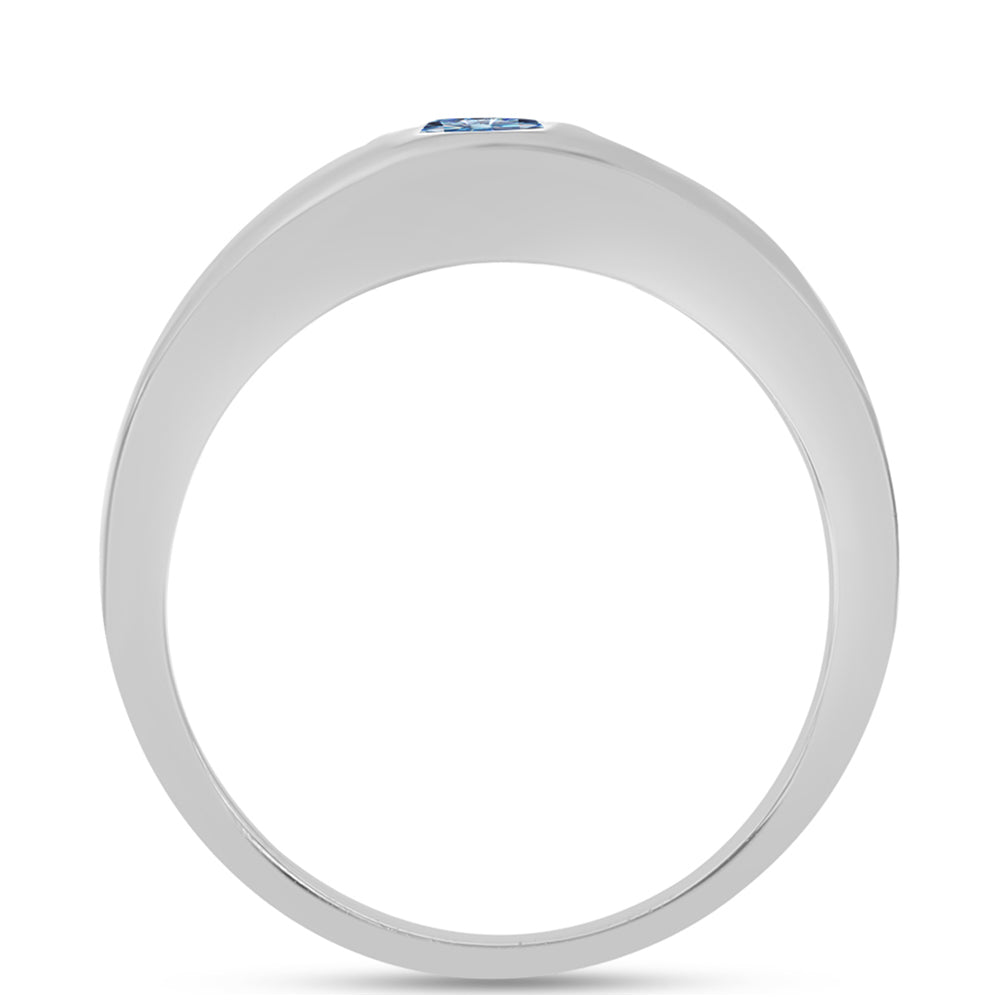 Inel din Argint 925 ( 2.99 grame ) cu Moissanite Albastru Oceanic 0.32 Carate 2 