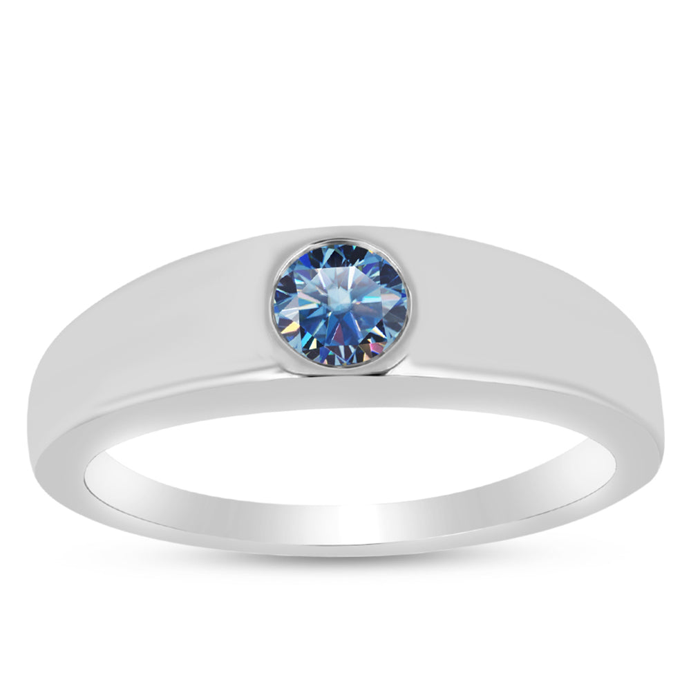 Inel din Argint 925 ( 2.99 grame ) cu Moissanite Albastru Oceanic 0.32 Carate 3 