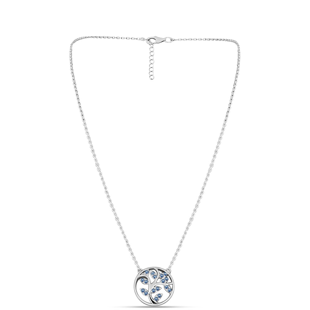 Colier din Argint 925 ( 3.96 grame ) cu Moissanite Albastru Oceanic 0.28 Carate