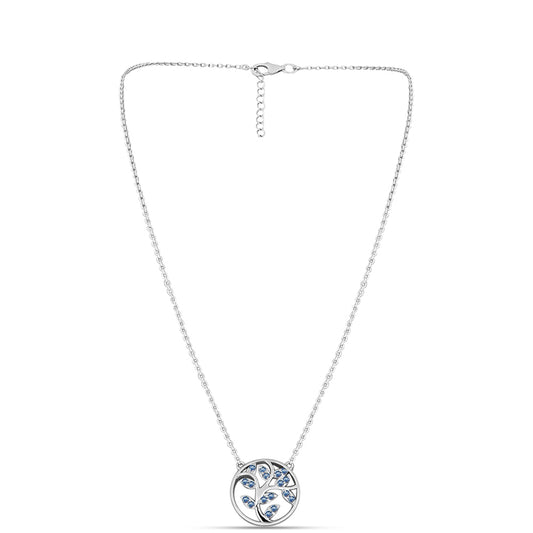 Colier din Argint 925 ( 3.96 grame ) cu Moissanite Albastru Oceanic 0.28 Carate