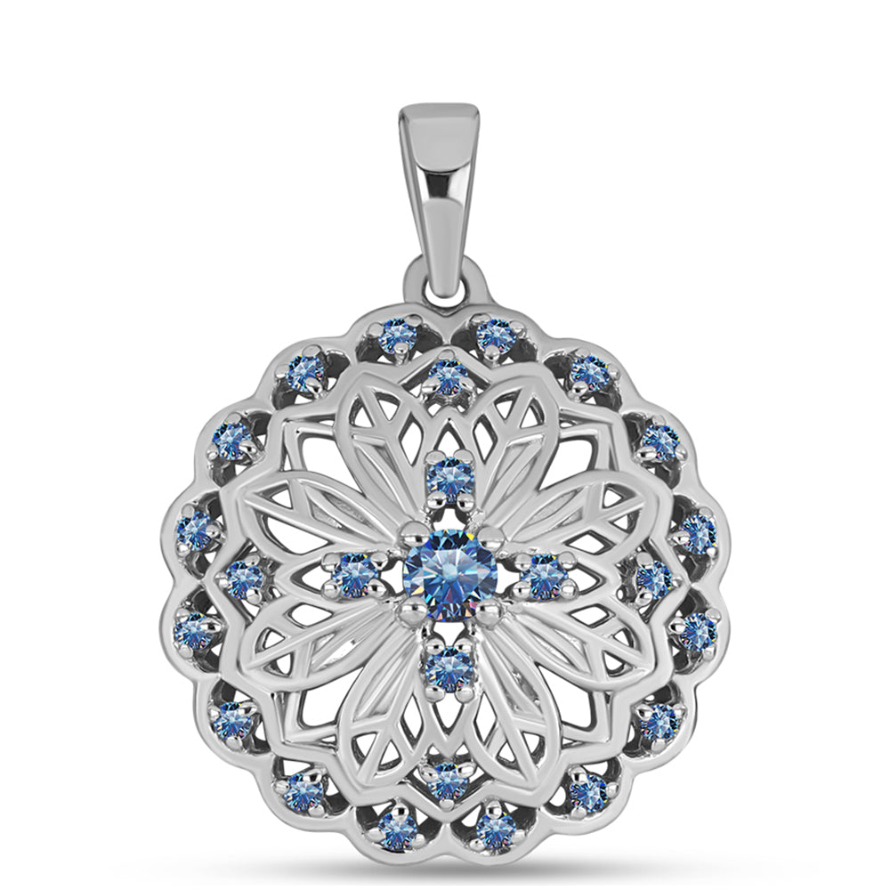 Pandantiv din Argint 925 ( 2.16 grame ) cu Moissanite Albastru Oceanic 0.37 Carate