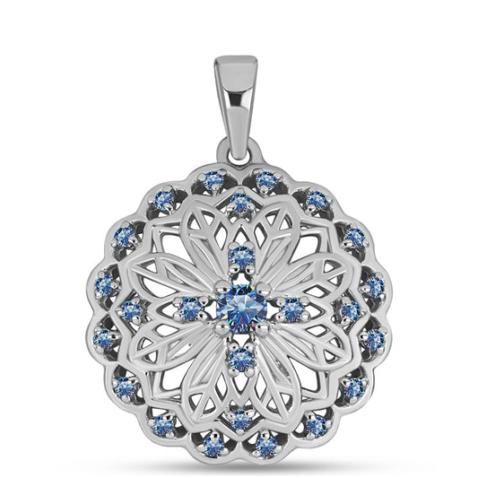 Pandantiv din Argint 925 ( 2.16 grame ) cu Moissanite Albastru Oceanic 0.37 Carate