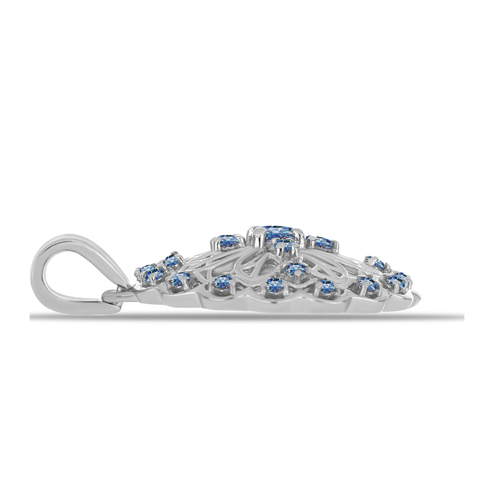 Pandantiv din Argint 925 ( 2.16 grame ) cu Moissanite Albastru Oceanic 0.37 Carate 2 