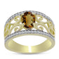 Inel din Argint 925 Placat cu Aur ( 4.64 grame ) cu Cuarț Coniac și Topaz Alb 1.43 Carate