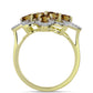 Inel din Argint 925 Placat cu Aur ( 3.92 grame ) cu Cuarț Coniac și Topaz Alb 2.2 Carate
