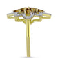 Inel din Argint 925 Placat cu Aur ( 3.92 grame ) cu Cuarț Coniac și Topaz Alb 2.2 Carate
