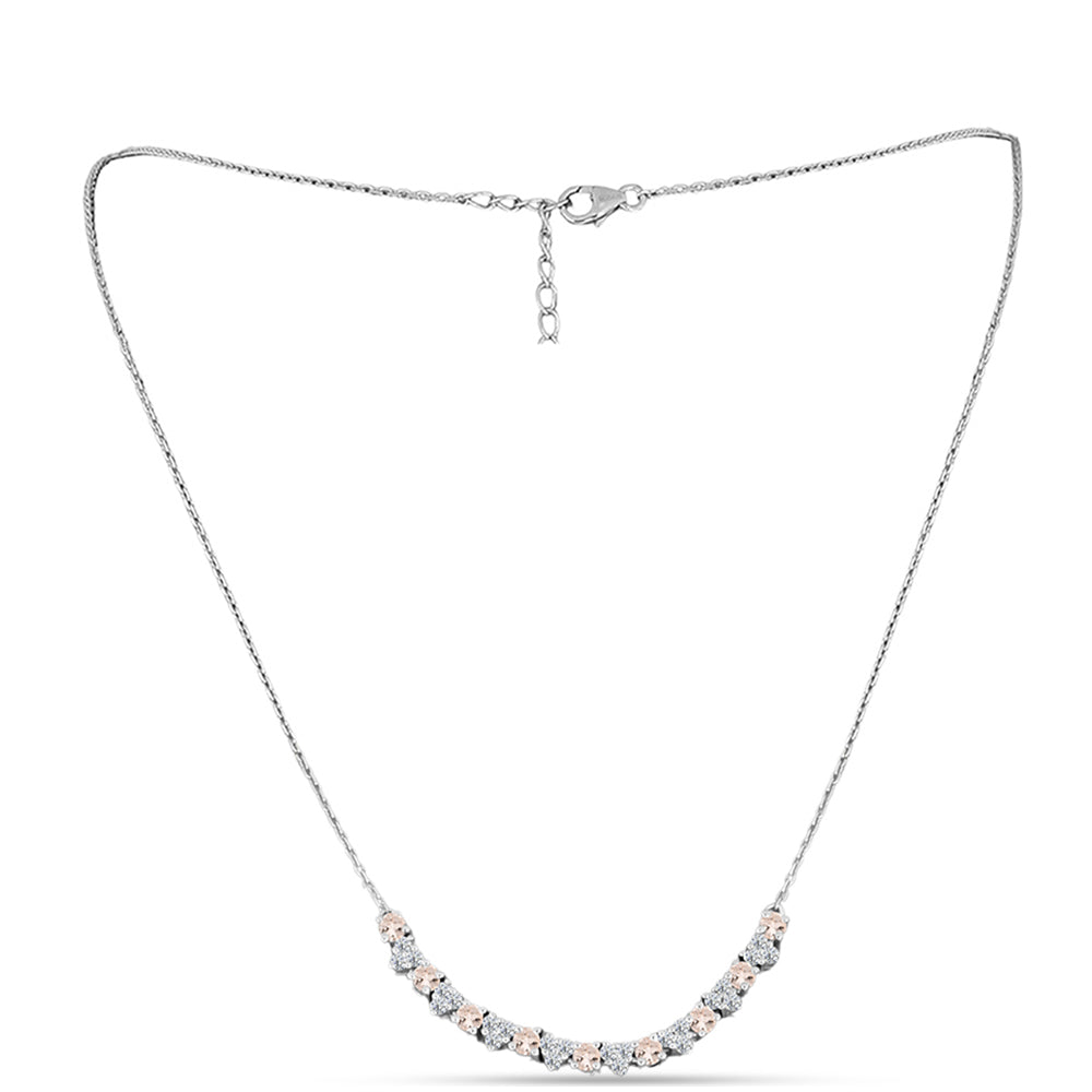 Colier din Argint 925 ( 5.43 grame ) cu Morganit Gozareh și Topaz Alb 1.66 Carate 1 