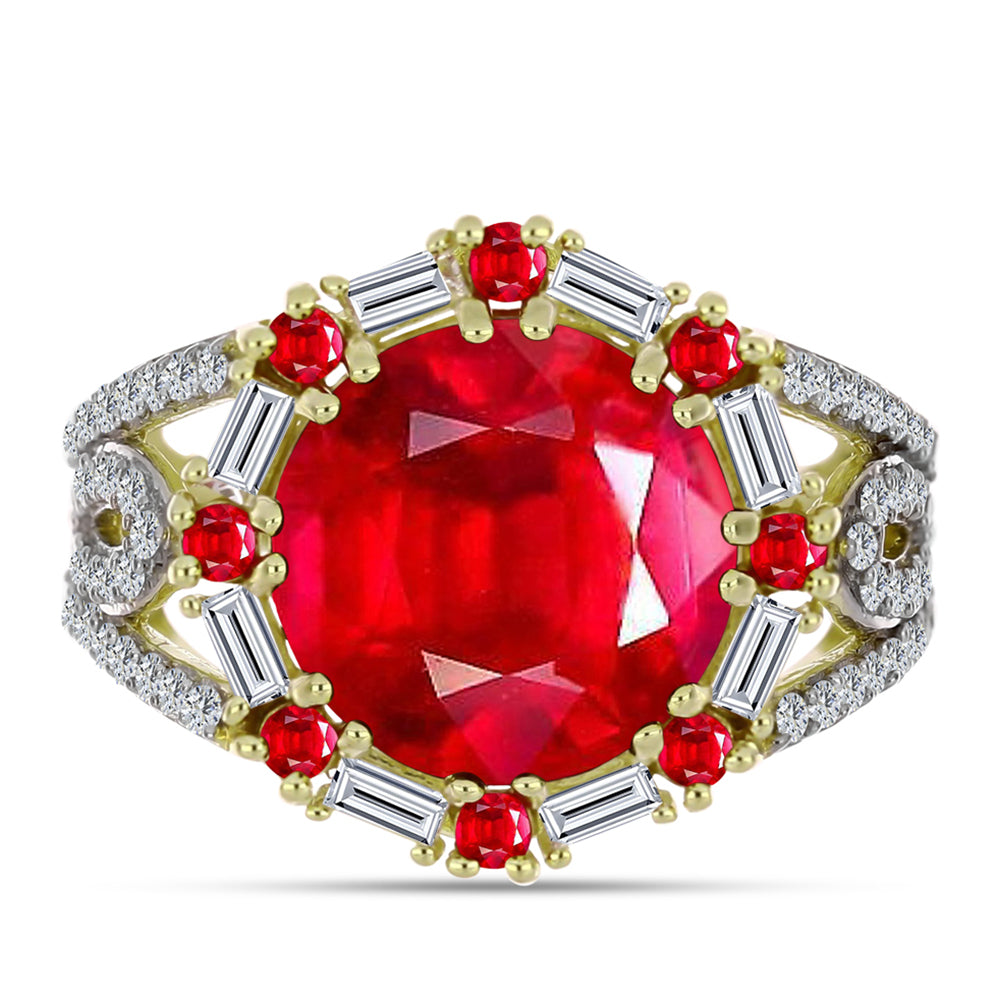Inel din Argint 925 Placat cu Aur ( 5.03 grame ) cu Agat Roșu și Zircon Alb 6.51 Carate 1 