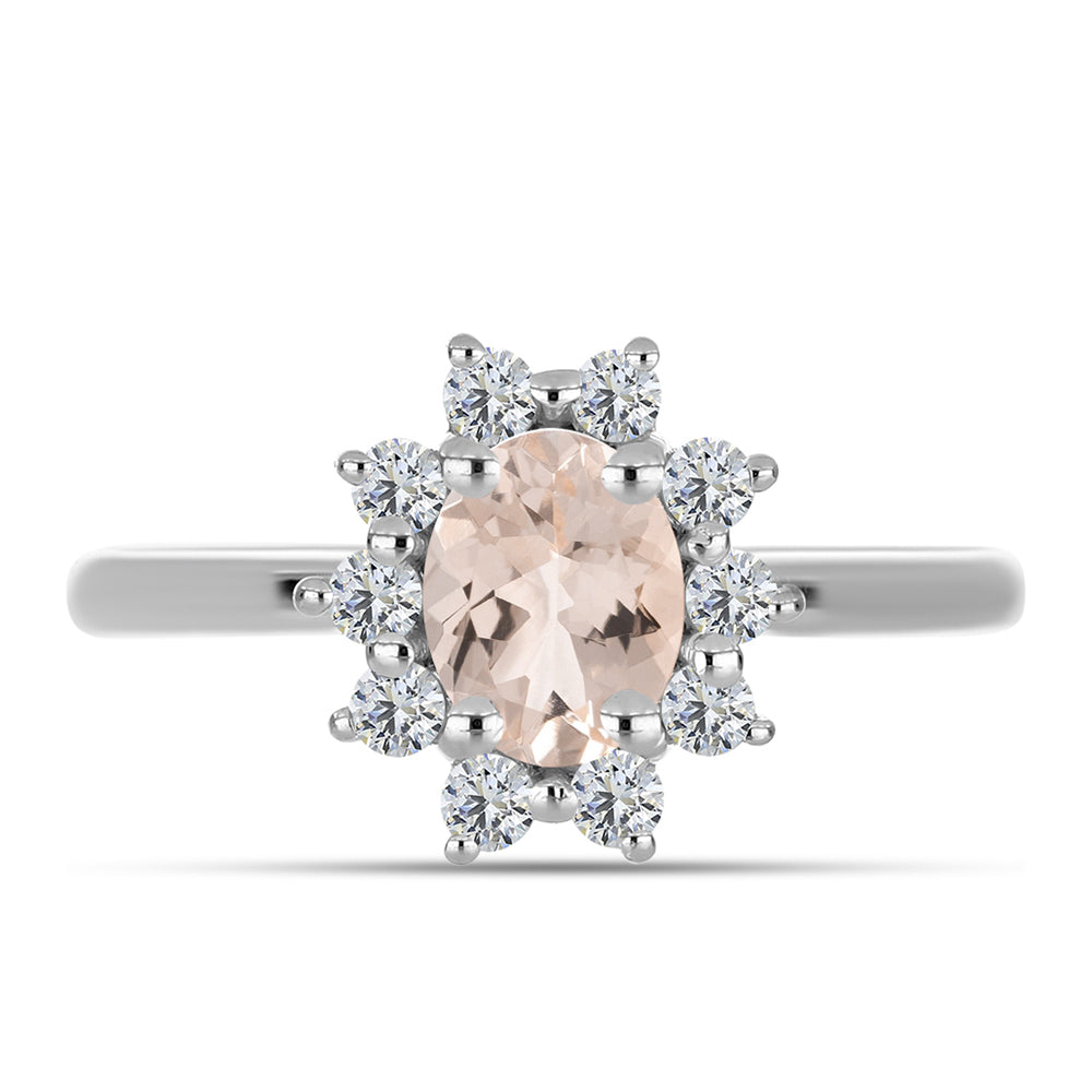 Inel din Argint 925 ( 2.23 grame ) cu Morganit Gozareh și Topaz Alb 0.99 Carate