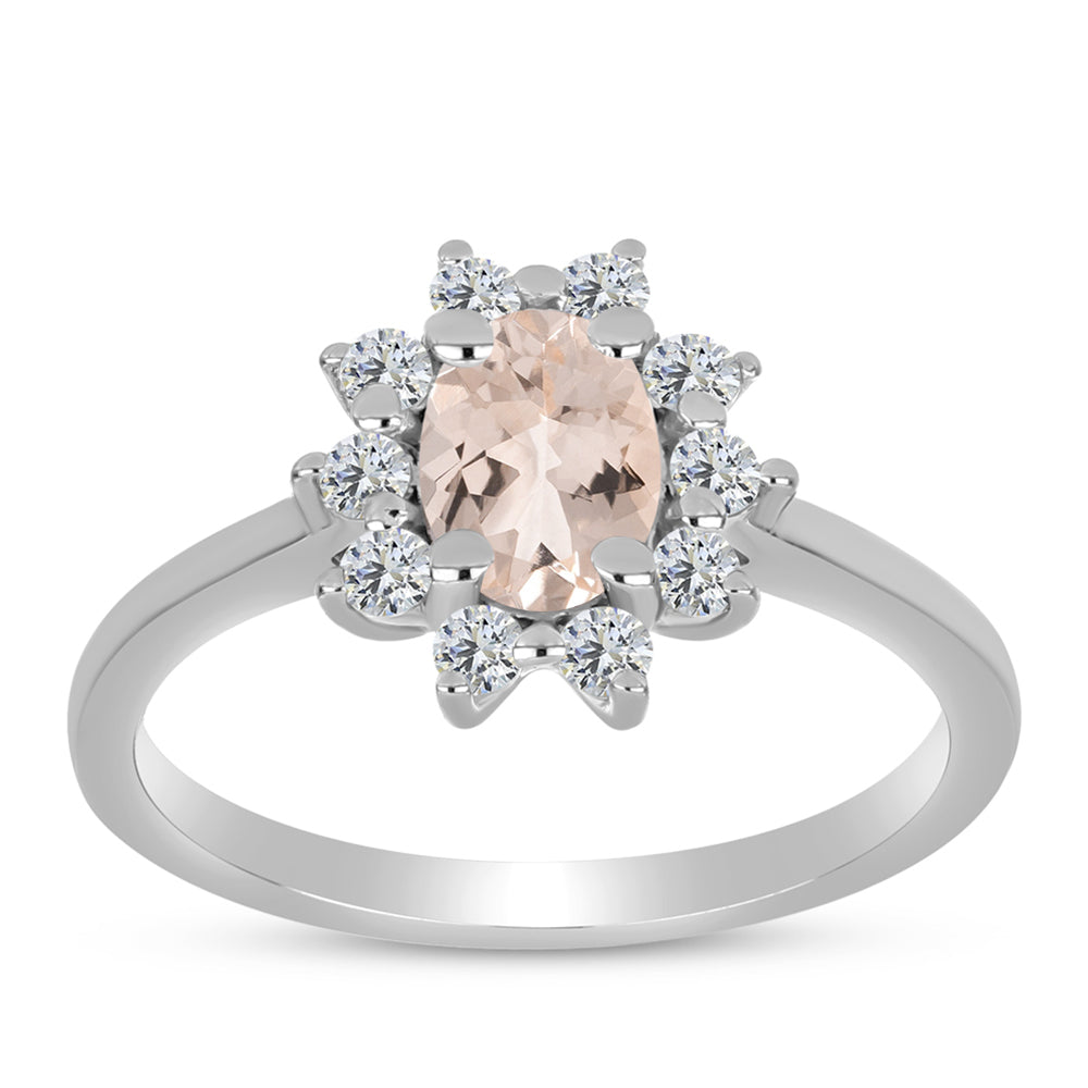 Inel din Argint 925 ( 2.23 grame ) cu Morganit Gozareh și Topaz Alb 0.99 Carate