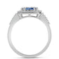 Inel din Argint 925 ( 2.77 grame ) cu Moissanite Albastru Oceanic și Topaz Alb 1.02 Carate