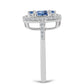 Inel din Argint 925 ( 2.77 grame ) cu Moissanite Albastru Oceanic și Topaz Alb 1.02 Carate