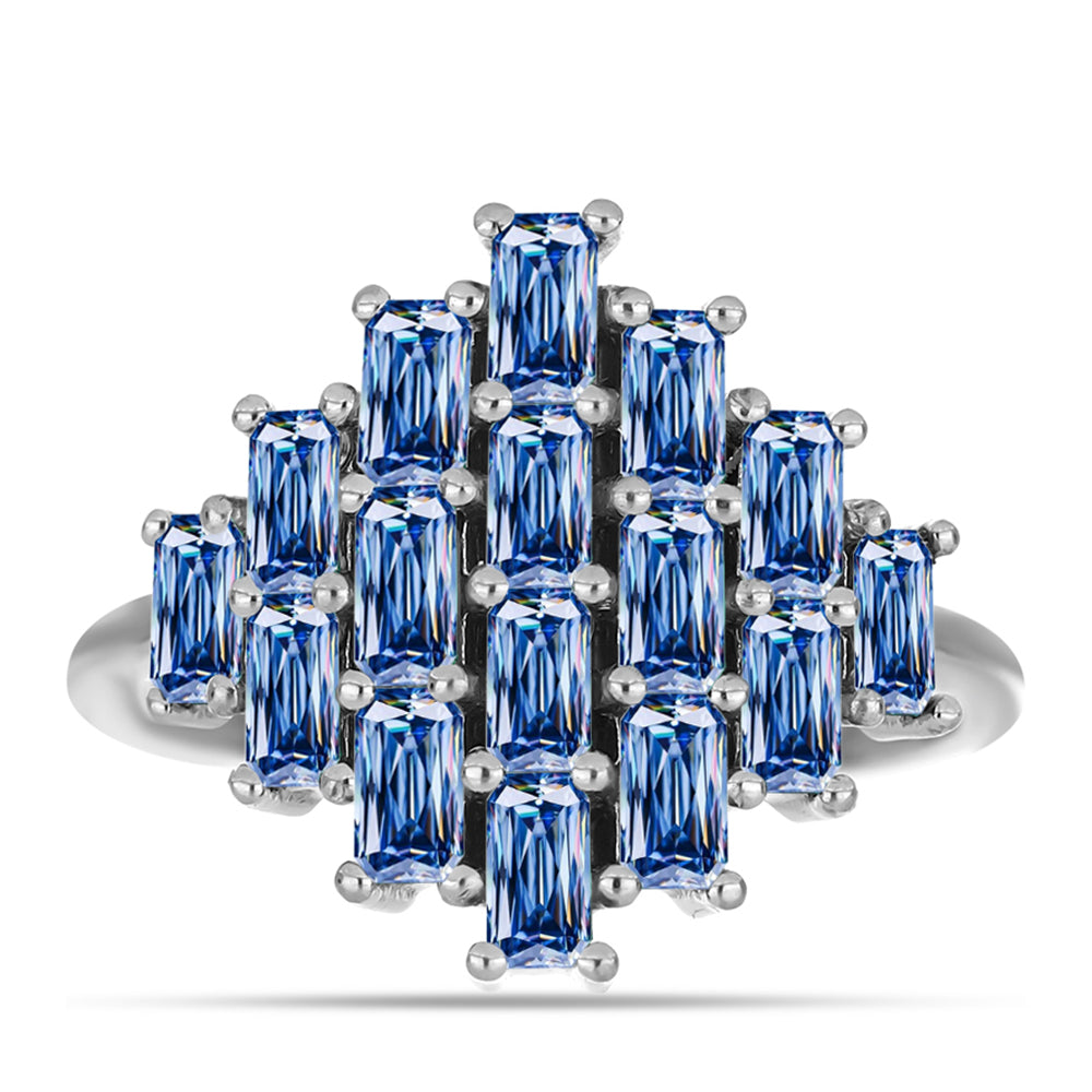 Inel din Argint 925 ( 3.99 grame ) cu Moissanite Albastru Oceanic 1.74 Carate