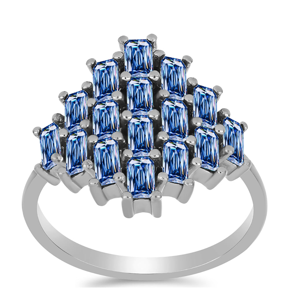 Inel din Argint 925 ( 3.99 grame ) cu Moissanite Albastru Oceanic 1.74 Carate
