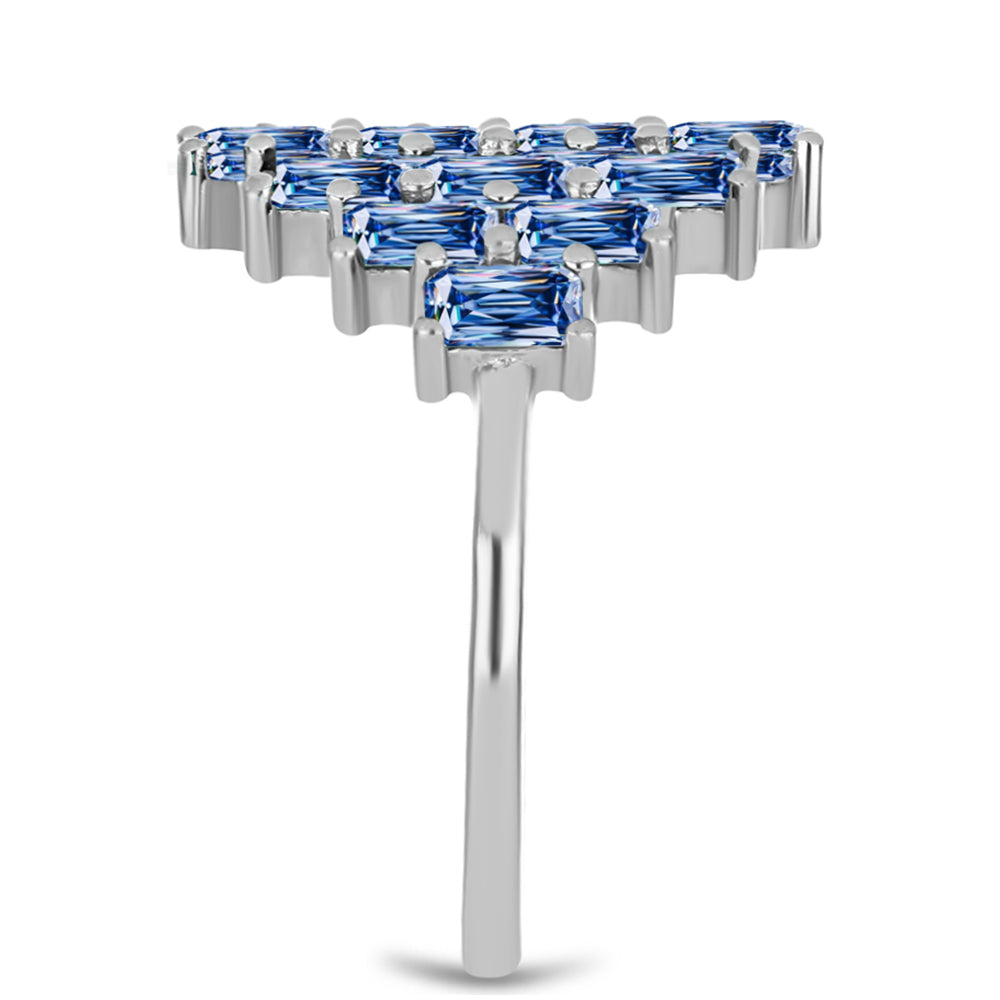 Inel din Argint 925 ( 3.99 grame ) cu Moissanite Albastru Oceanic 1.74 Carate