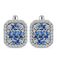 Cercei din Argint 925 ( 4.63 grame ) cu Moissanite Albastru Oceanic și Topaz Alb 1.85 Carate